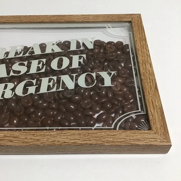 Coffee Shop Picture Bean Filled Wall Art Box Break In Case of Emergency Cafe 3D - Picture 7 of 15